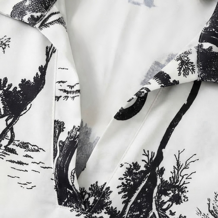 Vivara™ – Printed V Neck Top and Wide Leg Pants Set