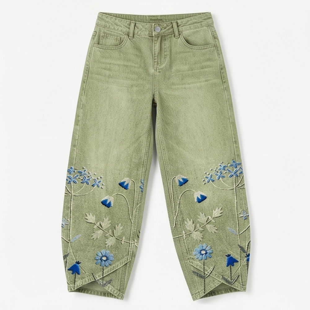 Bloomara™ – Embroidered Wide-Leg Jeans with Tulip Hem