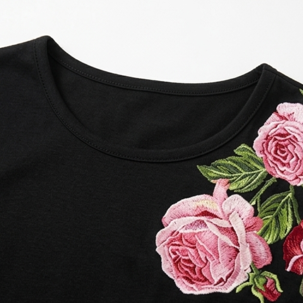 Rosalia™ – Elegant Rose Print A Line Dress