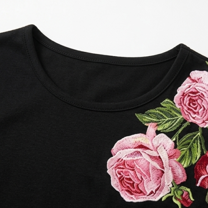 Rosalia™ – Elegant Rose Print A Line Dress