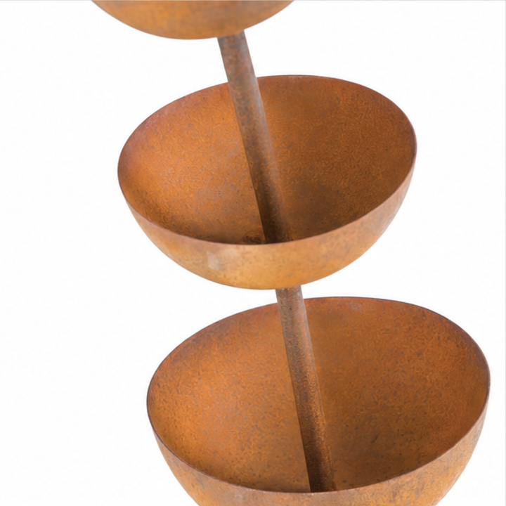 Birdwell™ – Rustic Iron Bird Bath Garden Stake with 3 Cascading Bowls