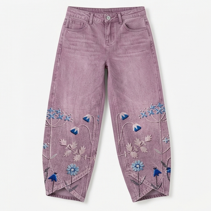 Bloomara™ – Embroidered Wide-Leg Jeans with Tulip Hem