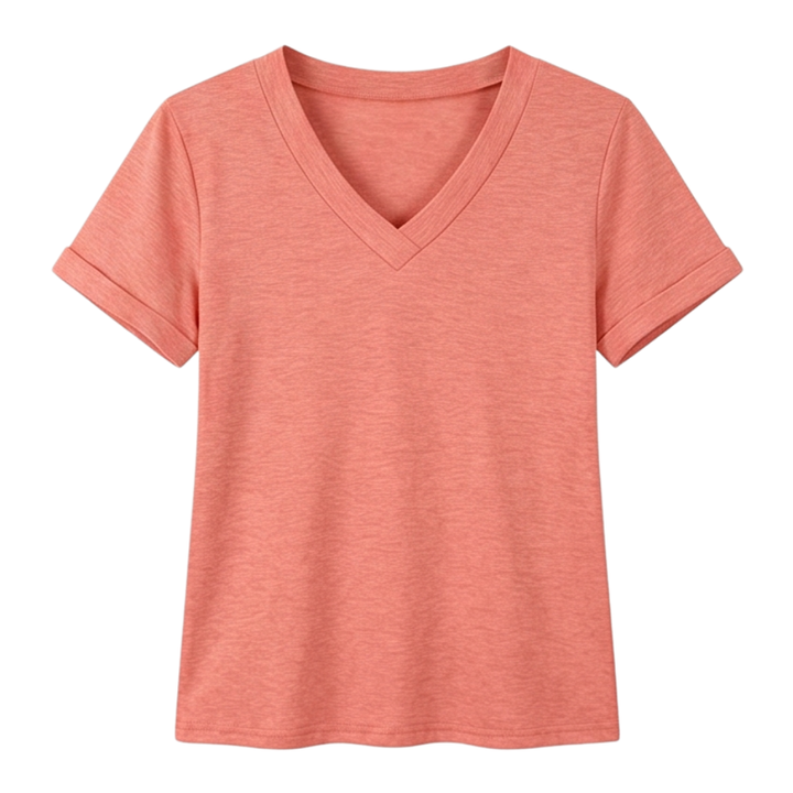 Lunavia™ – Soft V-Neck Tee with Rolled Cuffs