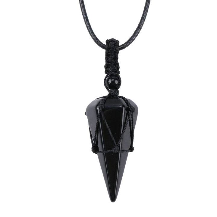 Noctera™ – Macramé-Wrapped Obsidian Pendant