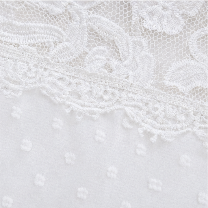 Florenza – Lace-like Shoulder Puff Sleeve V-Neck Blouse for Women
