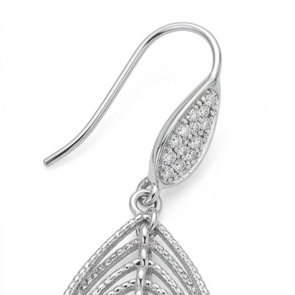 Lumivra™ – Cascading Silver Leaf Earrings