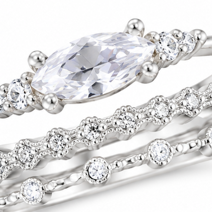 Marquisette – Marquise-Cut Stones 3-Piece Stacking Ring Set