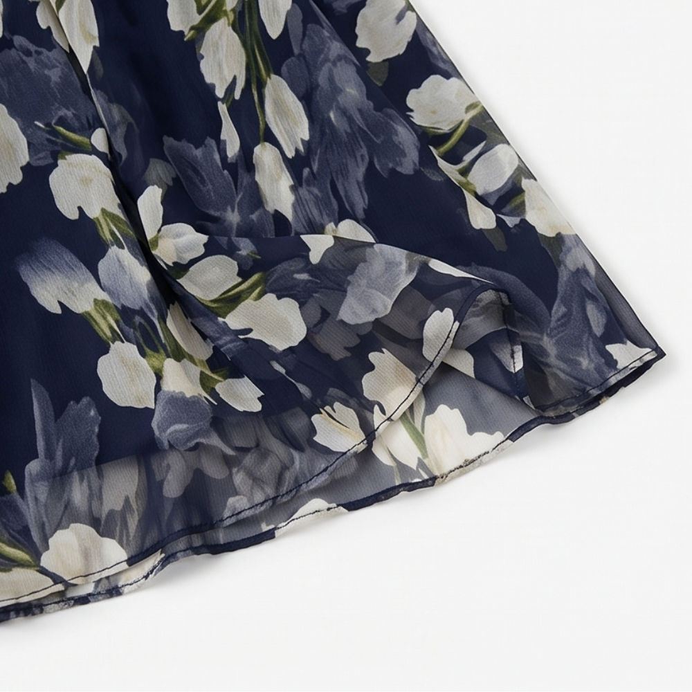 Florenza™ – Elegant Navy Floral Midi Dress