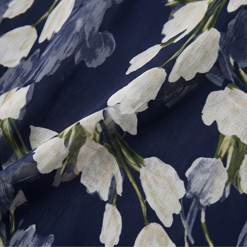 Florenza™ – Elegant Navy Floral Midi Dress