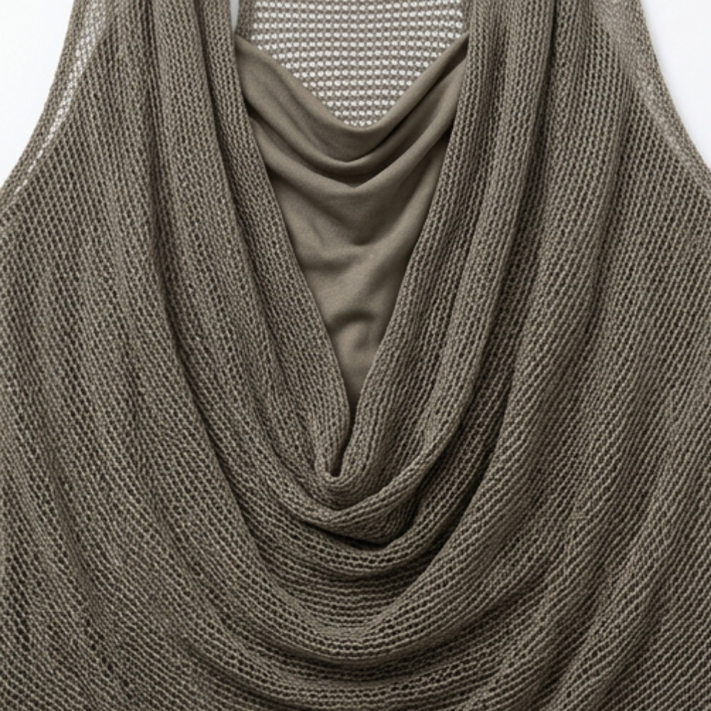 Lunessa™ – Draped Cowl-Neck Knit Halter Top