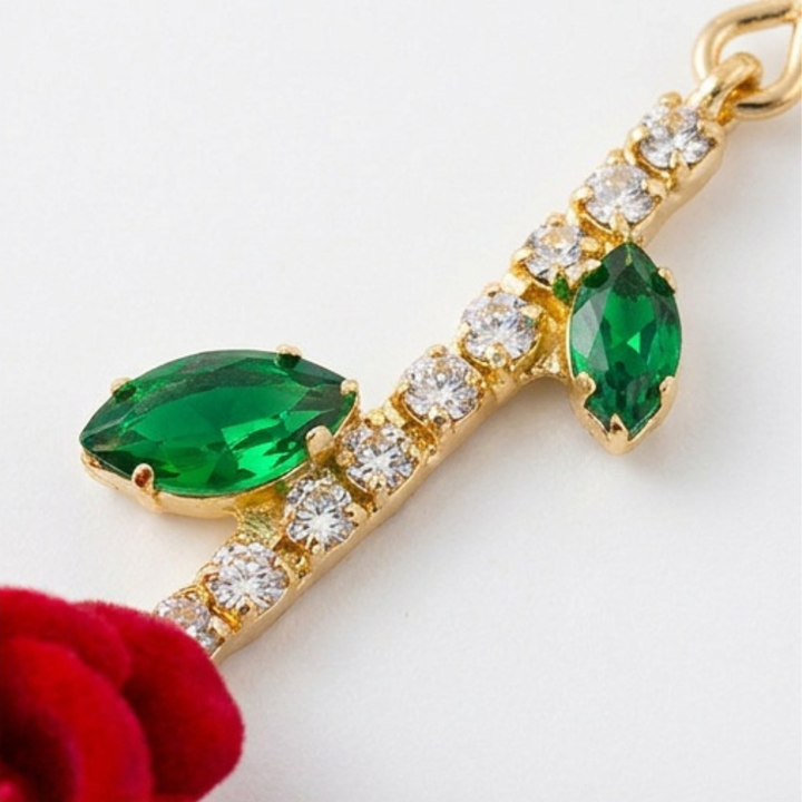Roselyn™ – Romantic Rose and Emerald Earrings