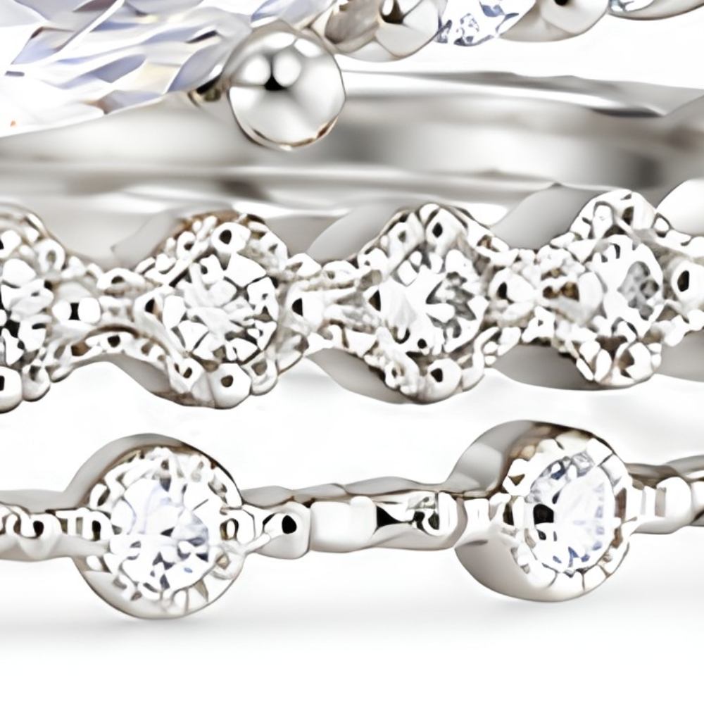 Marquisette – Marquise-Cut Stones 3-Piece Stacking Ring Set