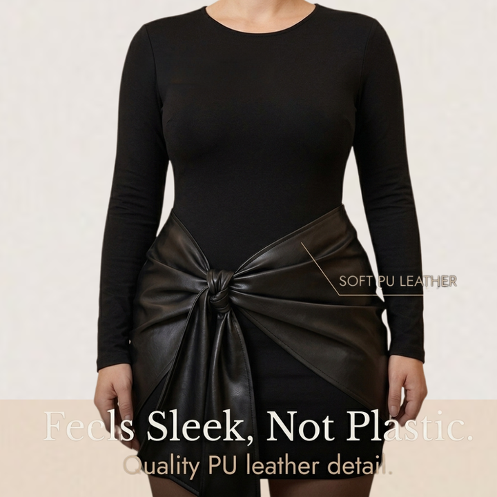 Novelle™ –  Long Sleeve Tie Waist Mini Dress