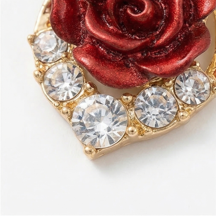 Rosavelle™ – Red Rose Crystal Drop Earrings