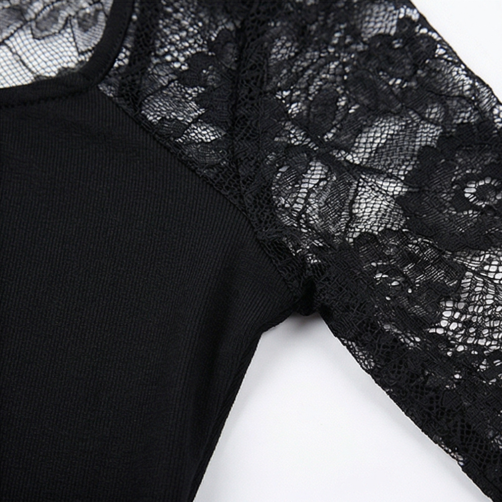 Lacelle™ – Sheer Floral Lace Sleeve Top