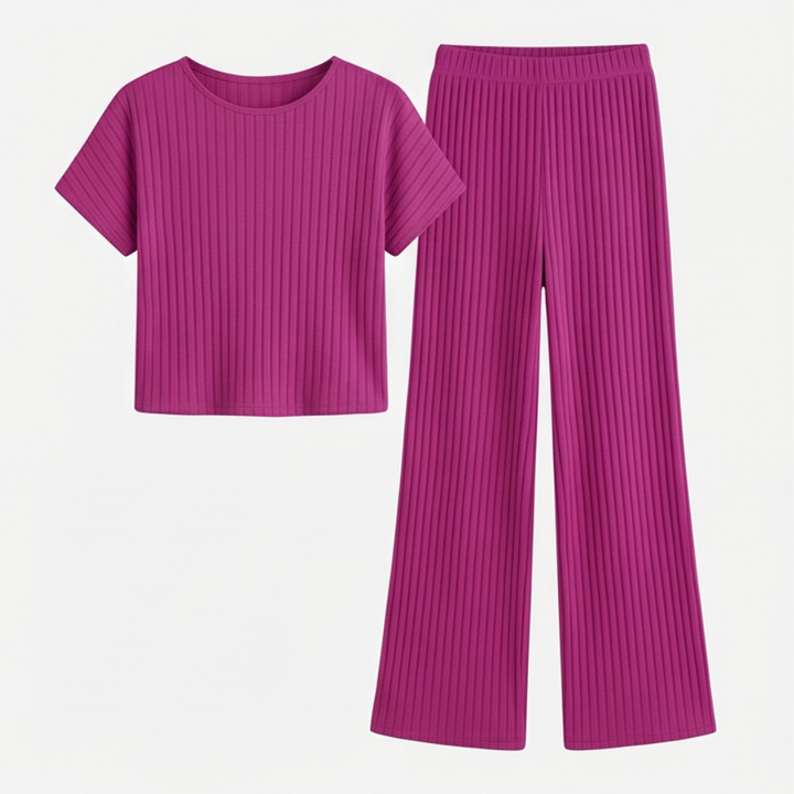 Velura™ – Soft Ribbed Wide-Leg Set