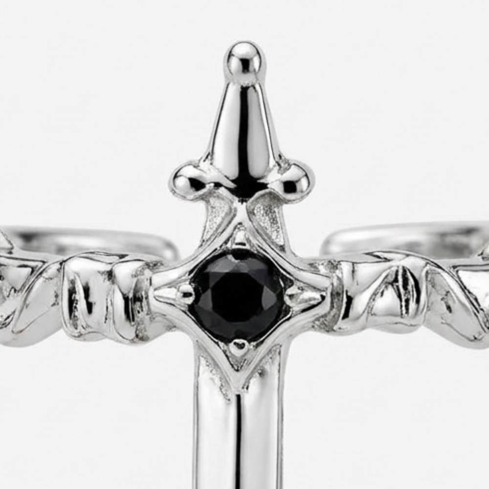 Noctelle™ Pierced Heart Ring Set with Garnet Stone