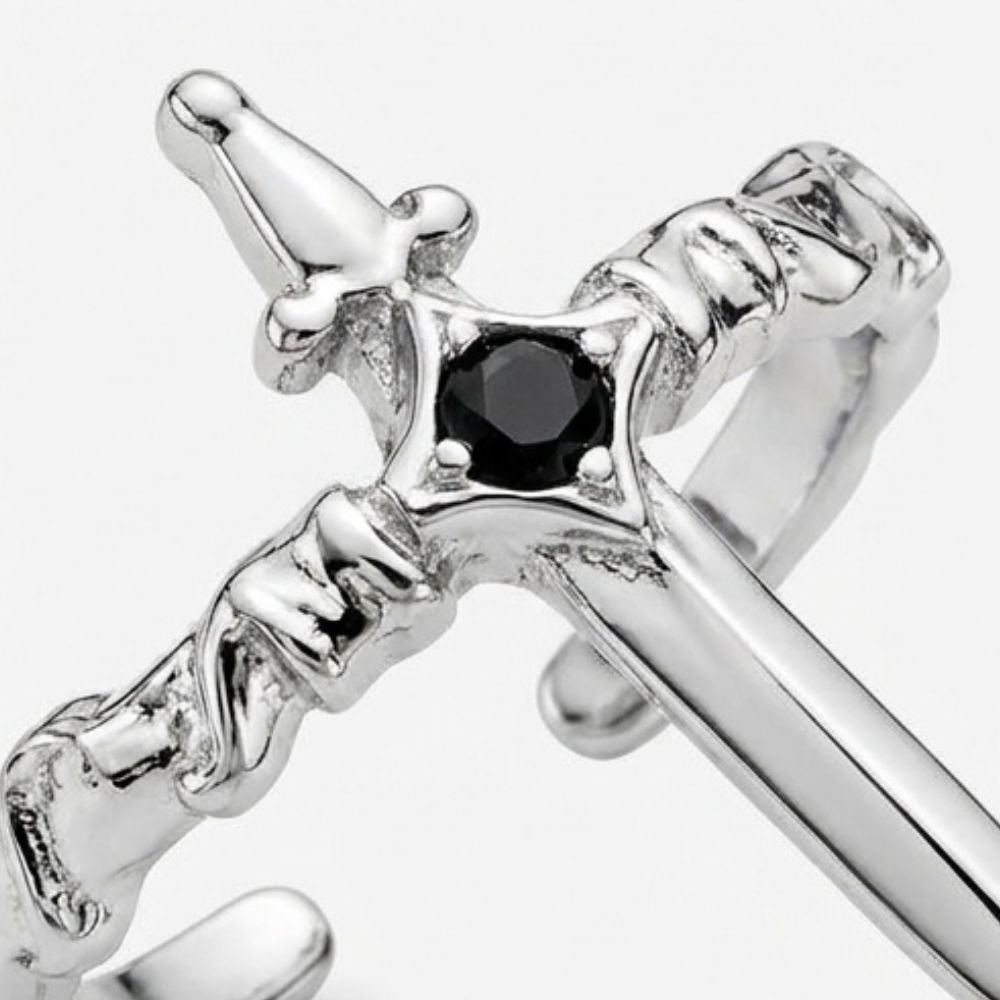 Noctelle™ Pierced Heart Ring Set with Garnet Stone