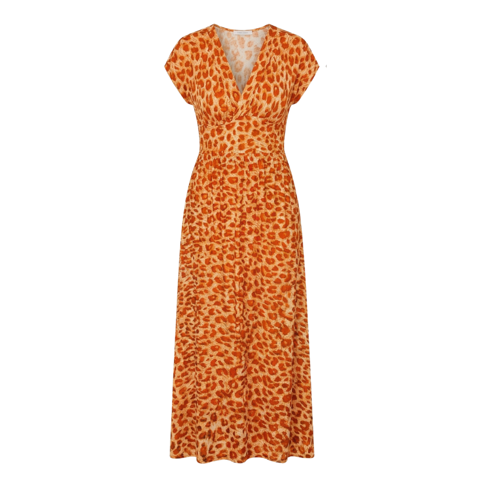 Vivara™ – Ruched Waist Leopard Maxi Dress