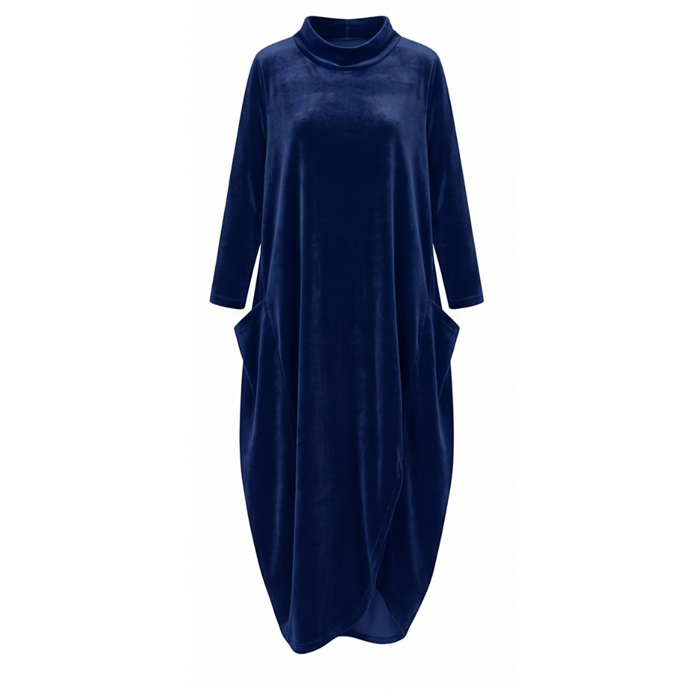 Sofelle™ - Velvet Cocoon Midi Dress with Hidden Pockets