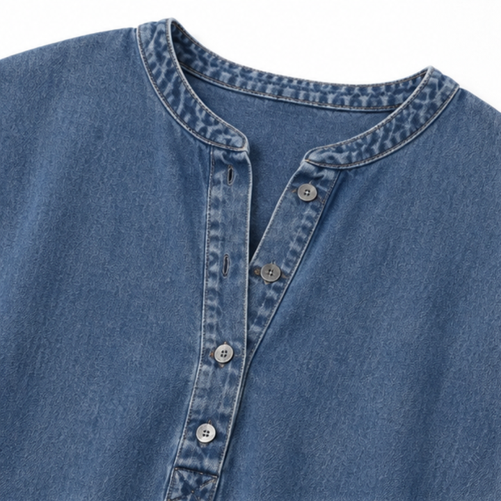 Lanterna – Denim-look Maxi Dress With Effortless Lantern Sleeves