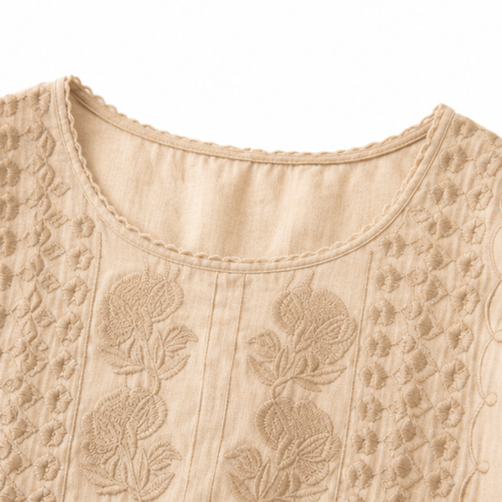 Airlume – Embroidered-look Short-Sleeve Top