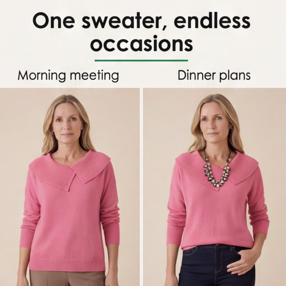 Collara™ – Asymmetric Collar Knit Sweater