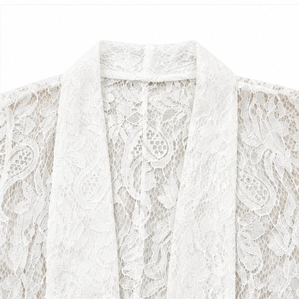 Veluna – Lace-look Open-Front Short Sleeve Vest