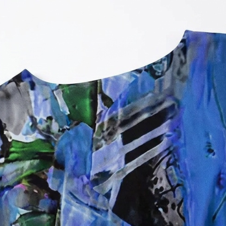 Phaeline™ - Printed Midi Dress with Attached Cardigan