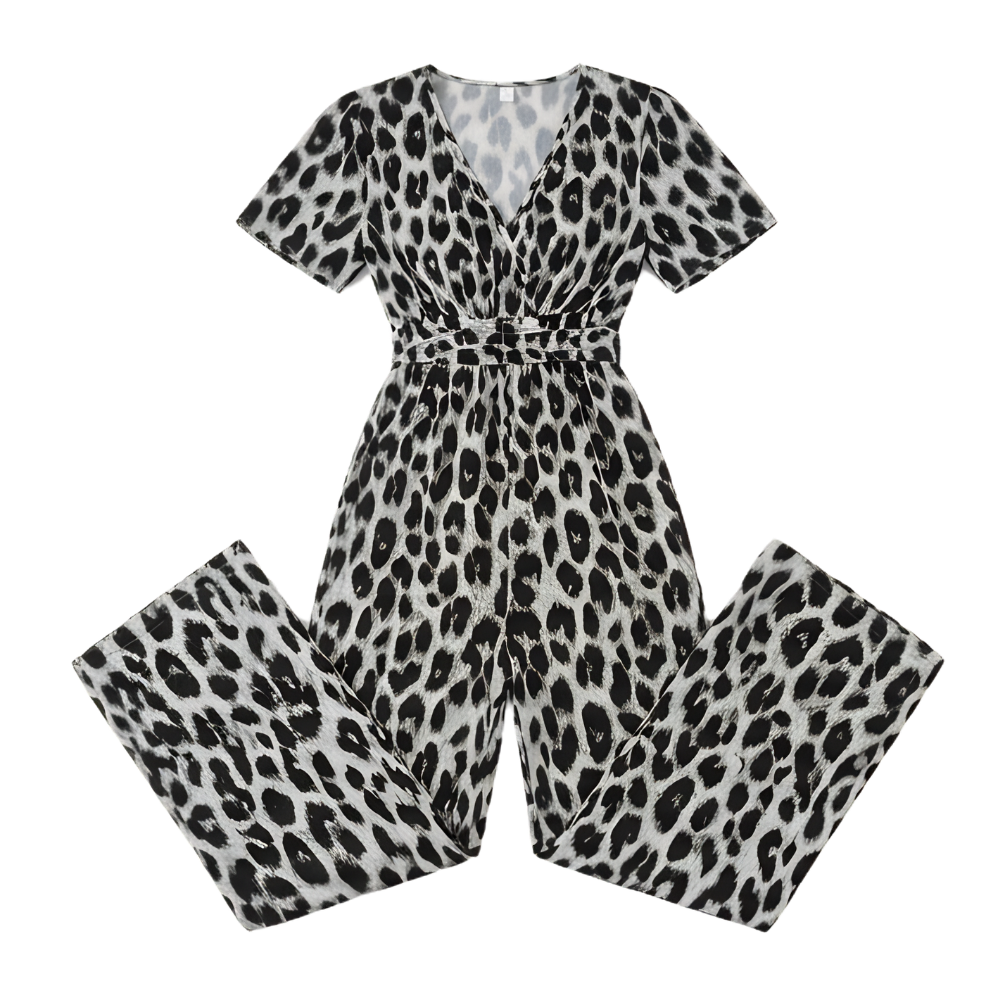 Florenza™ – Cinched-Waist Leopard Jumpsuit