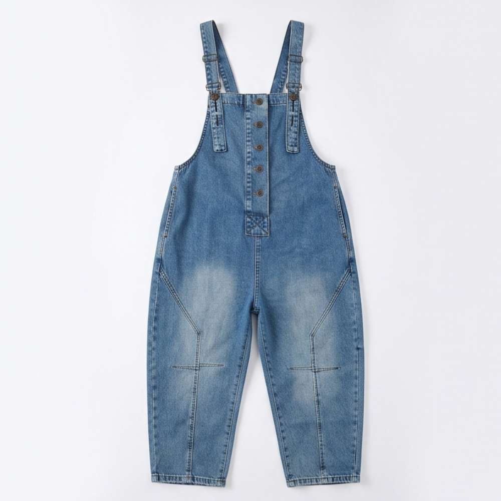 Curvella™ – Button-Front Tapered Denim Overalls