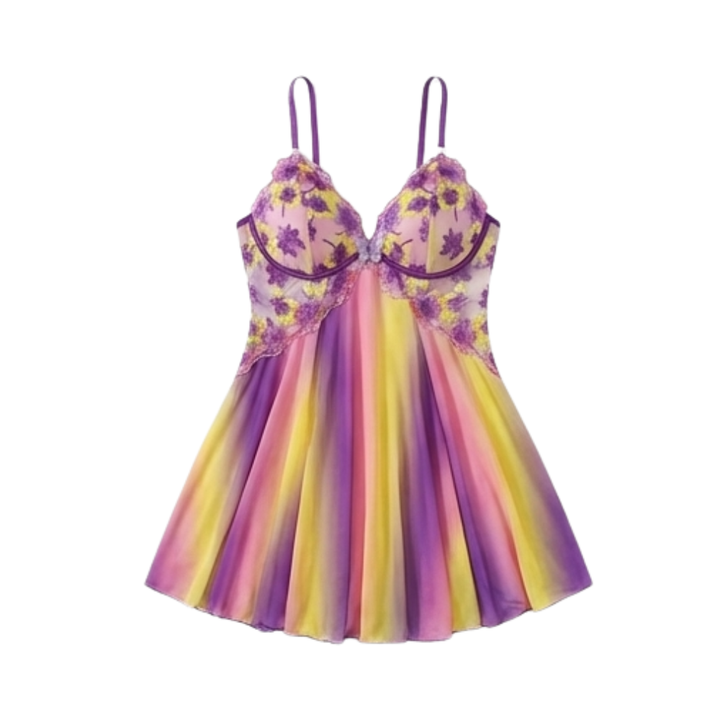 Floressa™ – Embroidered Floral Babydoll Nightgown