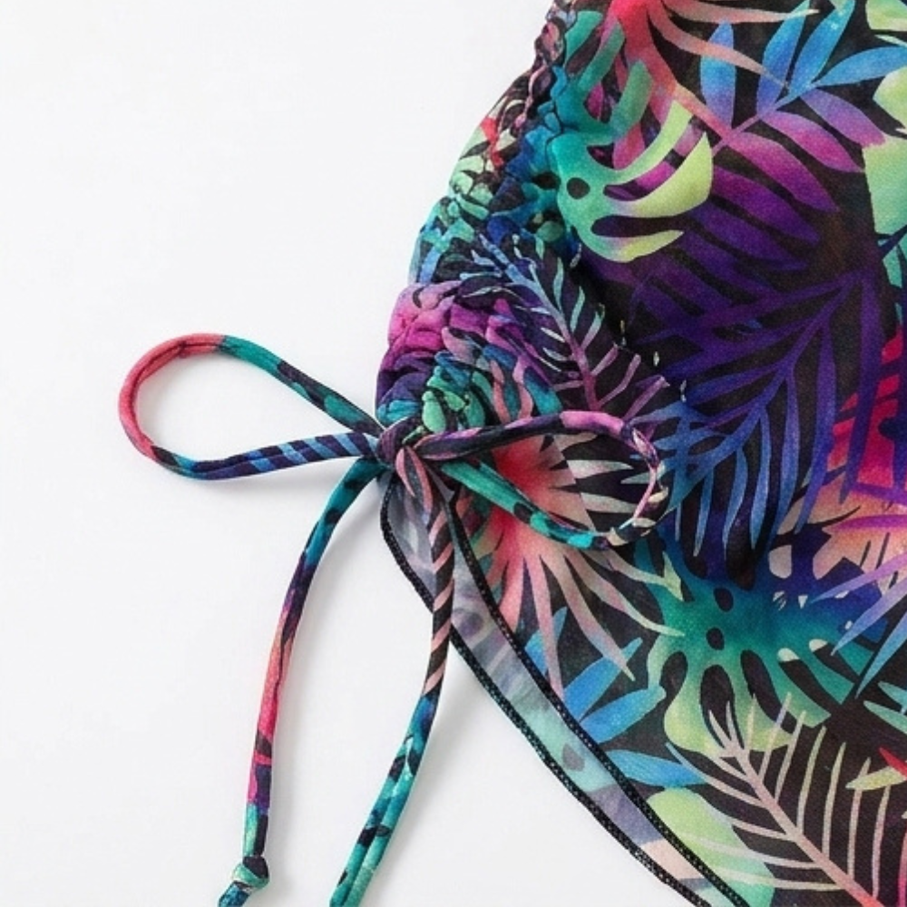 Lunavera™ – Tropical 3-Piece Swim Set with Kimono Cover