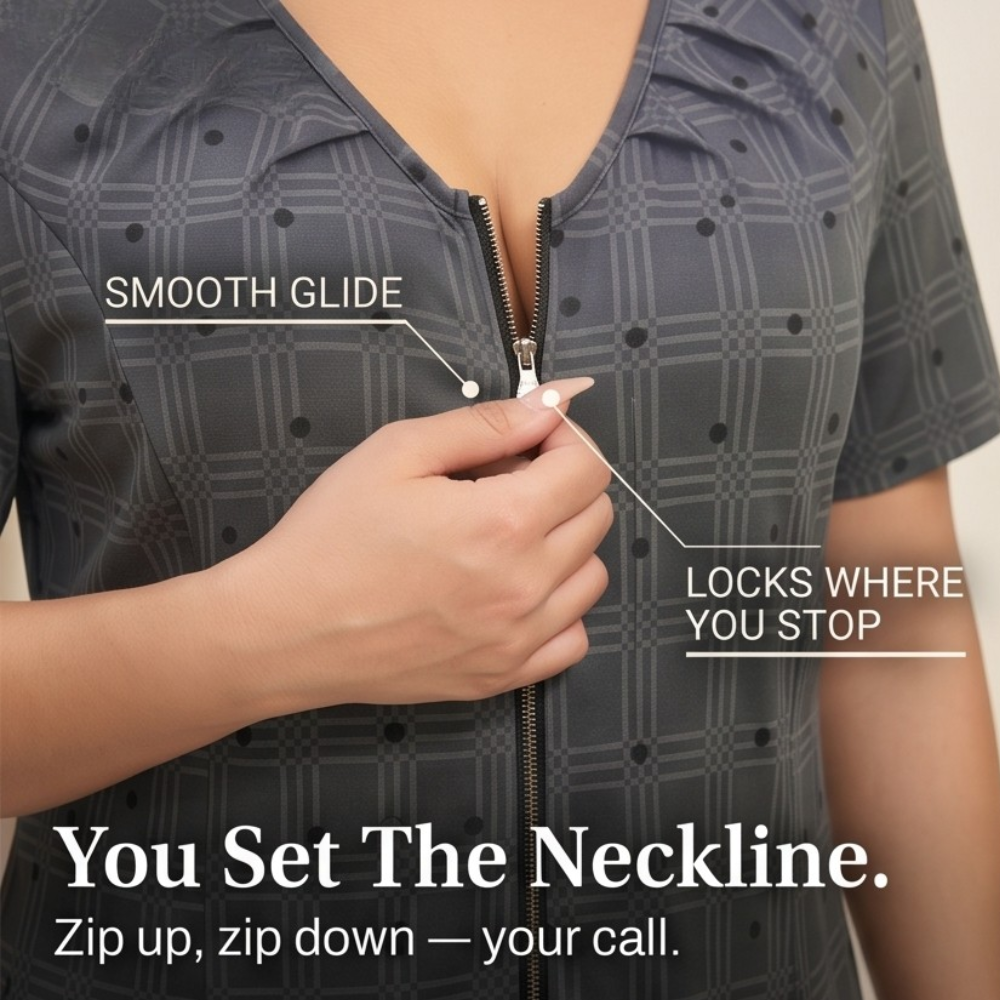 Zippella™ – Zip-Front Midi Dress for Effortless Everyday Comfort