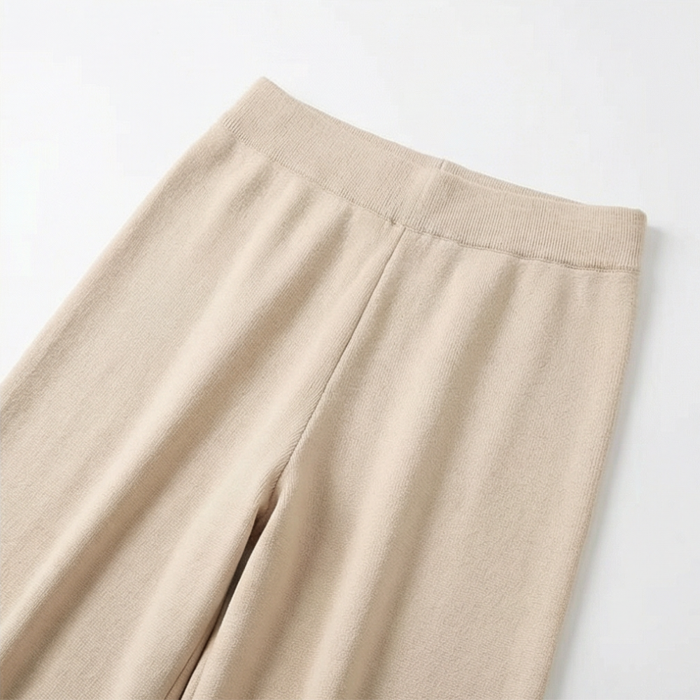 Vivara™ Asymmetric Knit Set with Wide Leg Pants