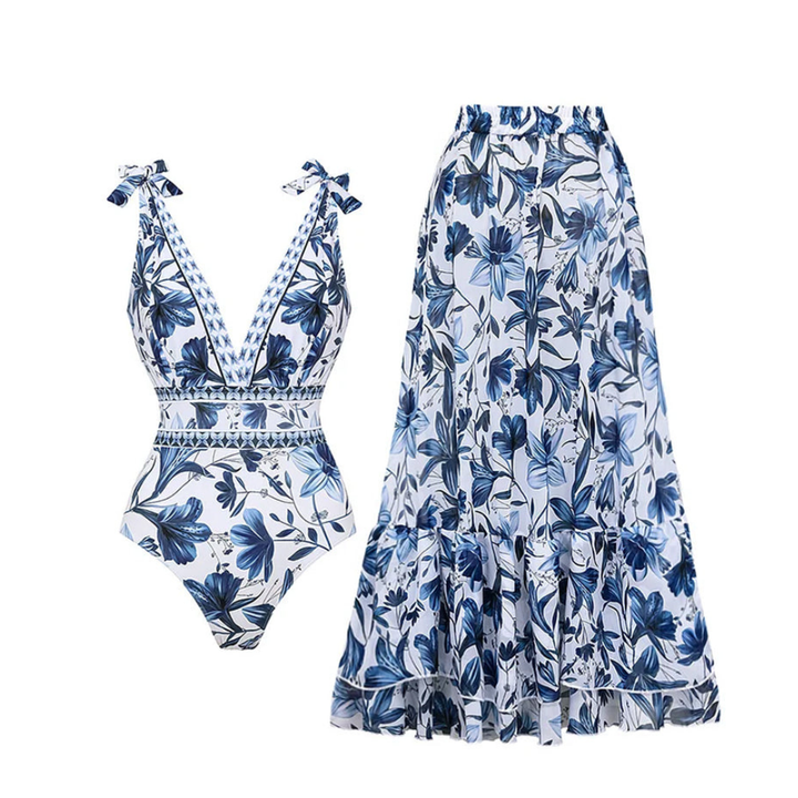 Coralina™ Floral Swimsuit and Matching Skirt Set