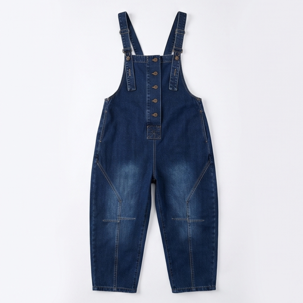 Curvella™ – Button-Front Tapered Denim Overalls