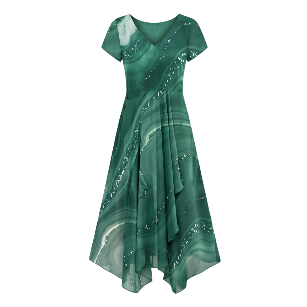 Osyla™ - Flowing Marbled Midi Dress for Special Occasions