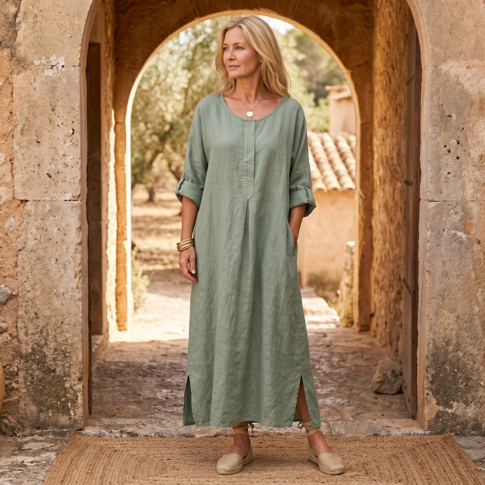 Lunavia – Women's Flowy Linen-Style Maxi Dress – Lark & Clover