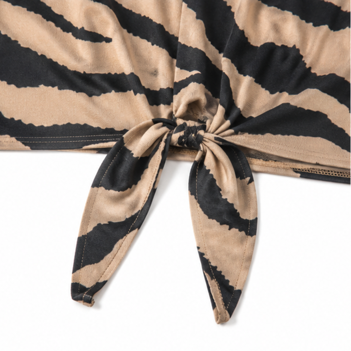 The Reach-For Tee – Zebra Print Tie-Front Blouse