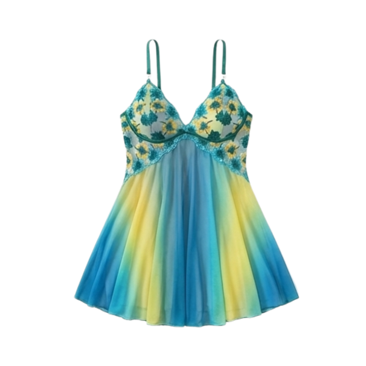 Floressa™ – Embroidered Floral Babydoll Nightgown