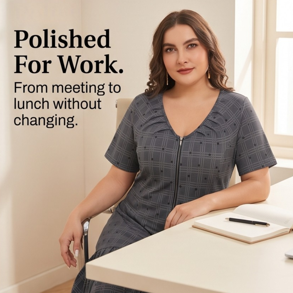 Zippella™ – Zip-Front Midi Dress for Effortless Everyday Comfort