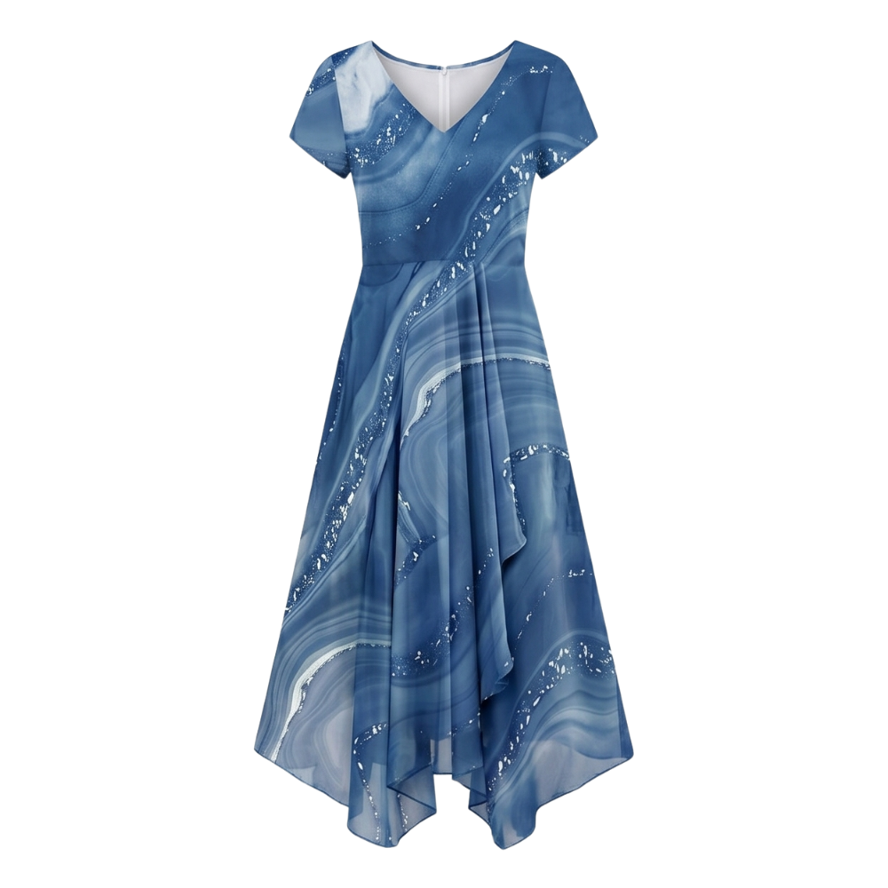 Osyla™ - Flowing Marbled Midi Dress for Special Occasions