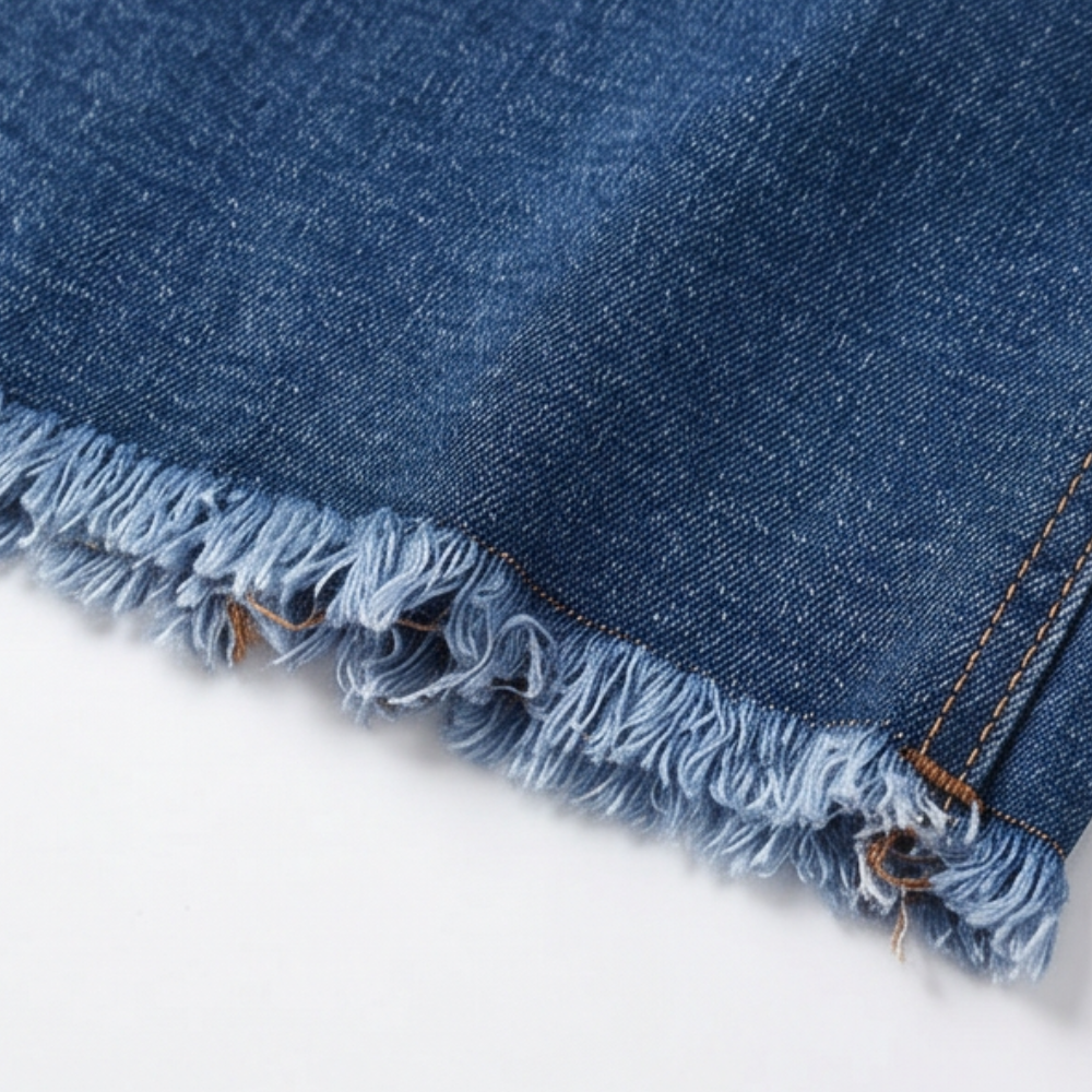 Veluna™ – Curve-Flattering Frayed Hem Denim Skirt