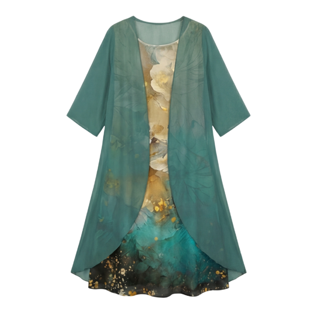 Floressa™ – Floral Chiffon Two Piece Dress Set