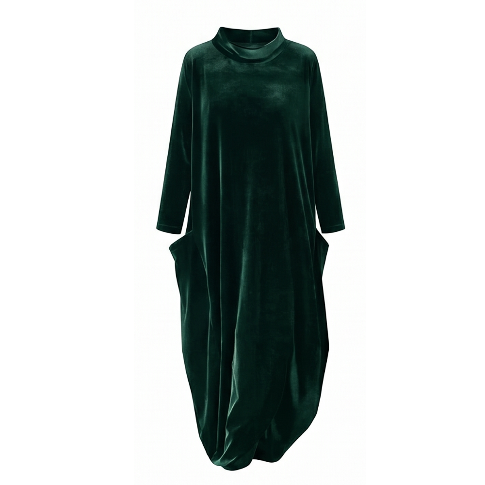 Sofelle™ - Velvet Cocoon Midi Dress with Hidden Pockets