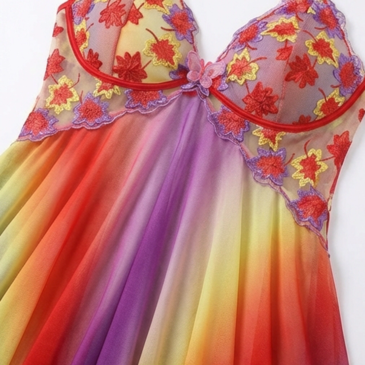 Floressa™ – Embroidered Floral Babydoll Nightgown