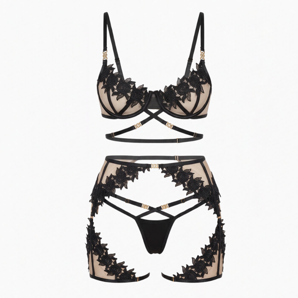 Florenza™ Floral Lace 3 Piece Lingerie Set