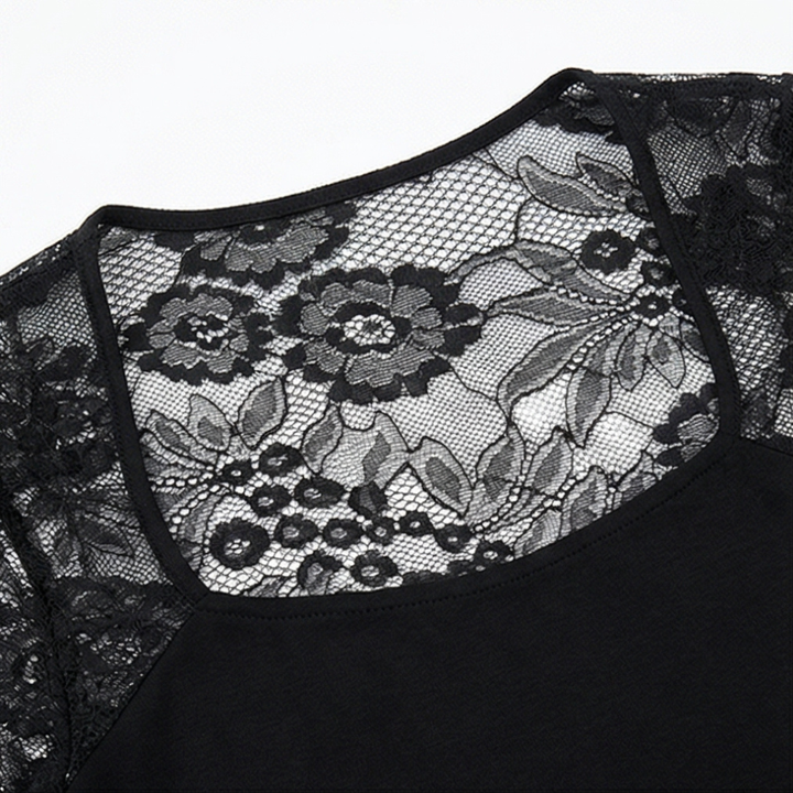 Lacelle™ – Sheer Floral Lace Sleeve Top