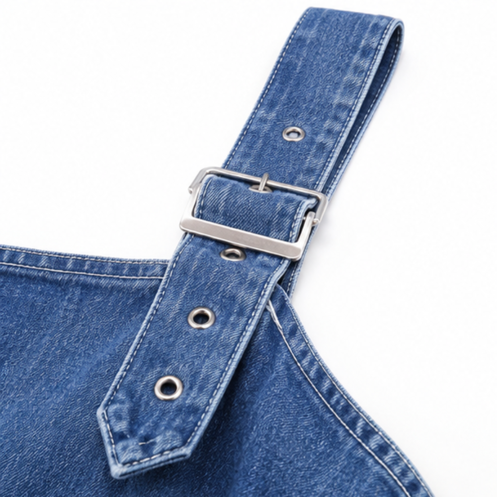 Wearbella – Wide-Leg Cold-Shoulder Denim Overall Jumpsuit